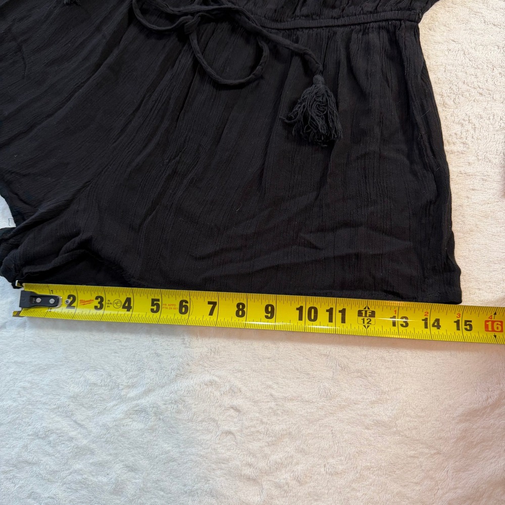 Hint of Blush Romper Womens L Black Good Crochet Lace Sleeve Boho Off Shoulder - Picture 4 of 11